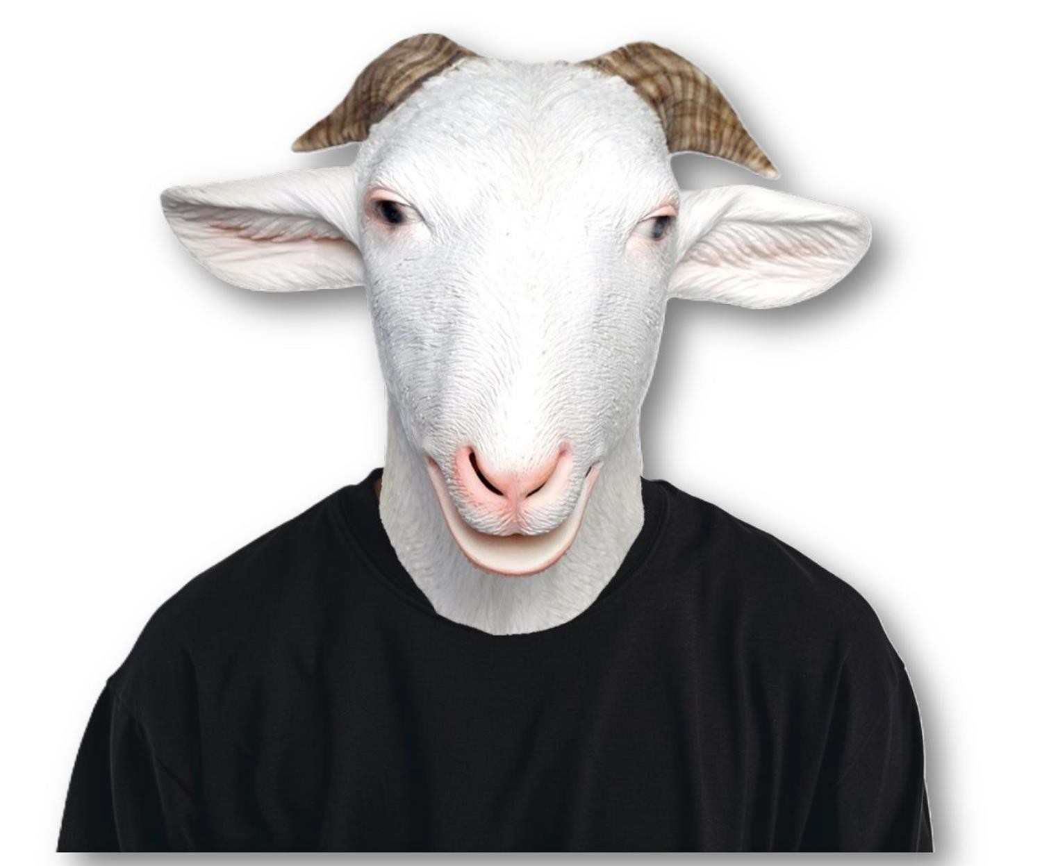 Realistic Goat Mask Full Head Latex Animal Costume for Halloween Pranks