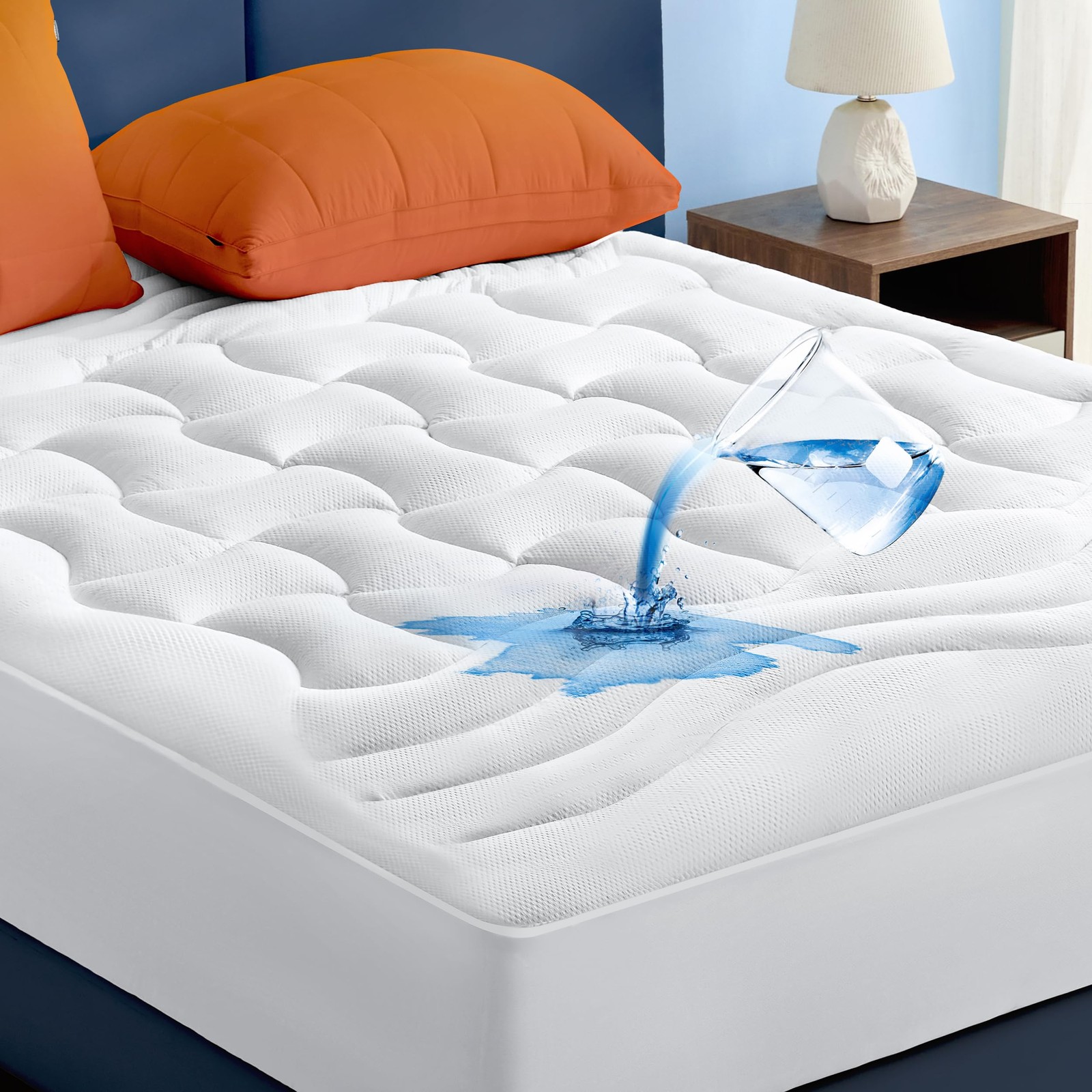 Bedsure Full Size Mattress Protector Waterproof - Quilted Fitted Full, White