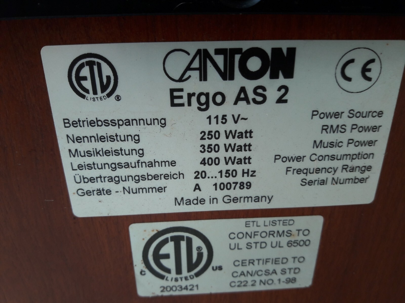 CANTON ERGO AS 2 GENUINE DIGITAL AMPLIFIER