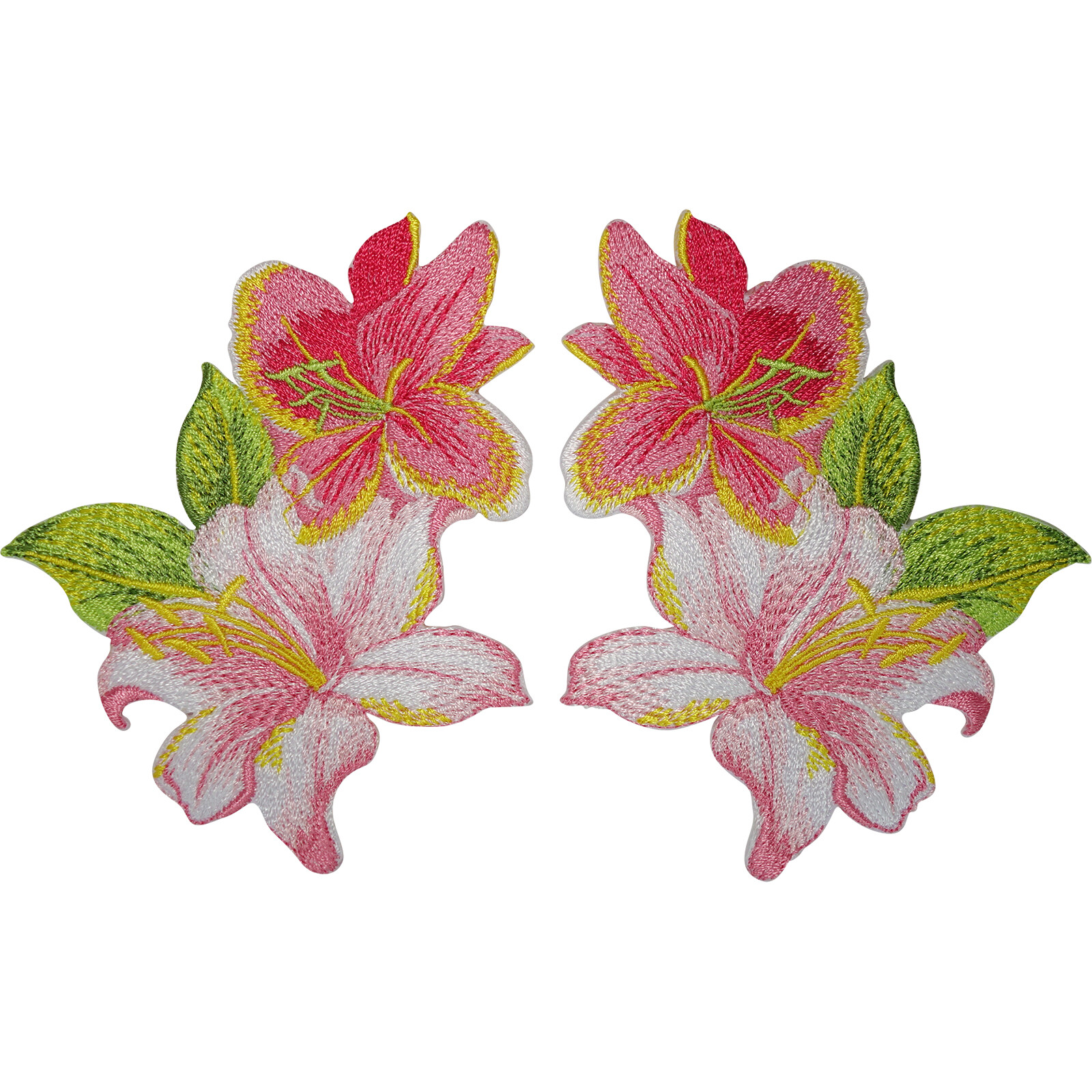 Pair of Iron On Flower Patches Flowers Sew On Patch Clothes Jeans Dress Badges