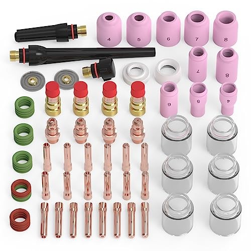TIG Welding Torch Accessories Kit Stubby Gas Lens Glass Cup Ceramic Cup 71Pcs