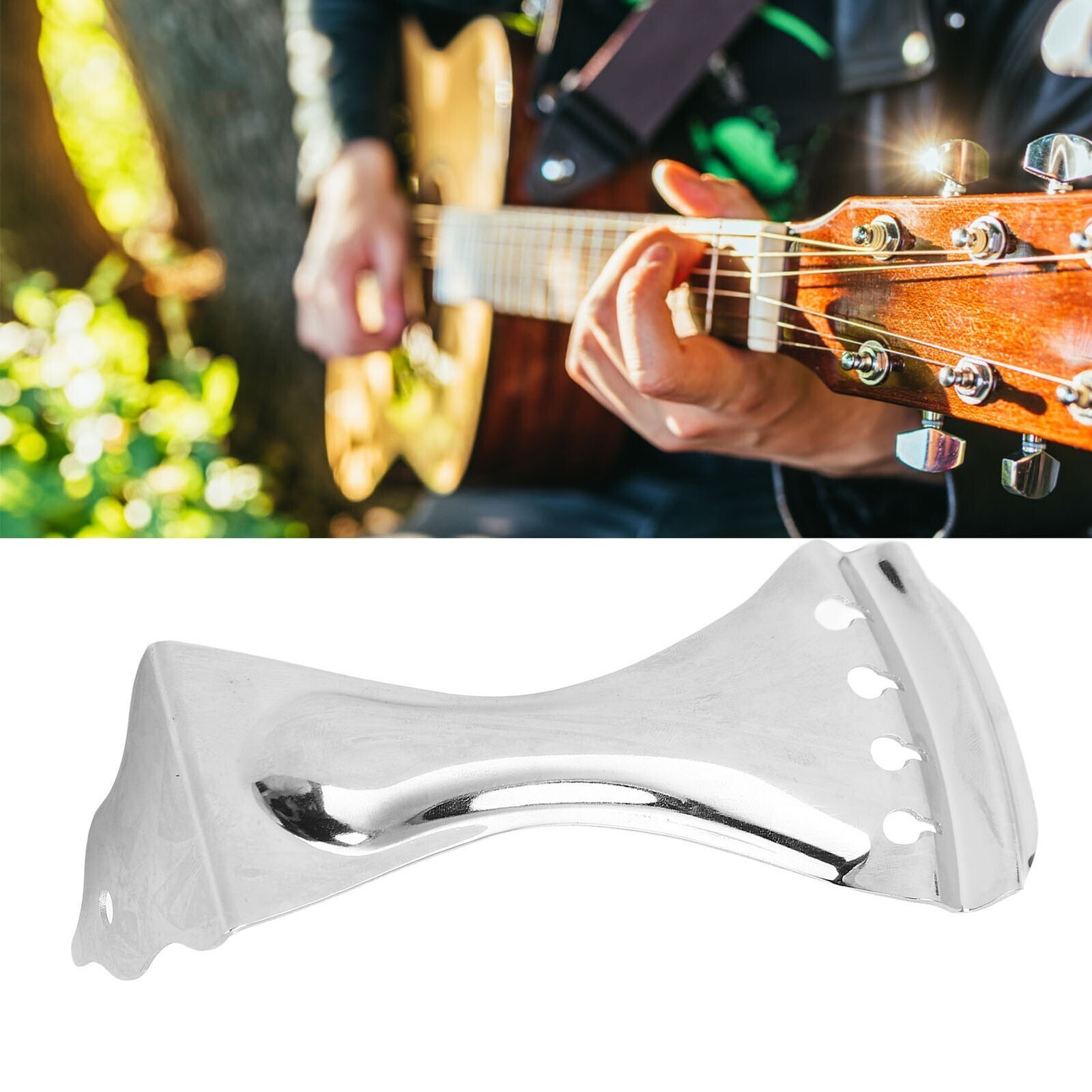Guitar Bent Tailpiece Metal Zinc Alloy for 4 String Resonator Guitars F14 Silver