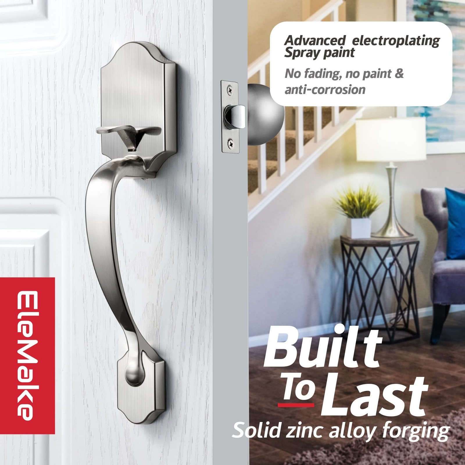 Voltstorm Lower Half Front Entry Handleset with Knob - Front Door Handle 304 ...