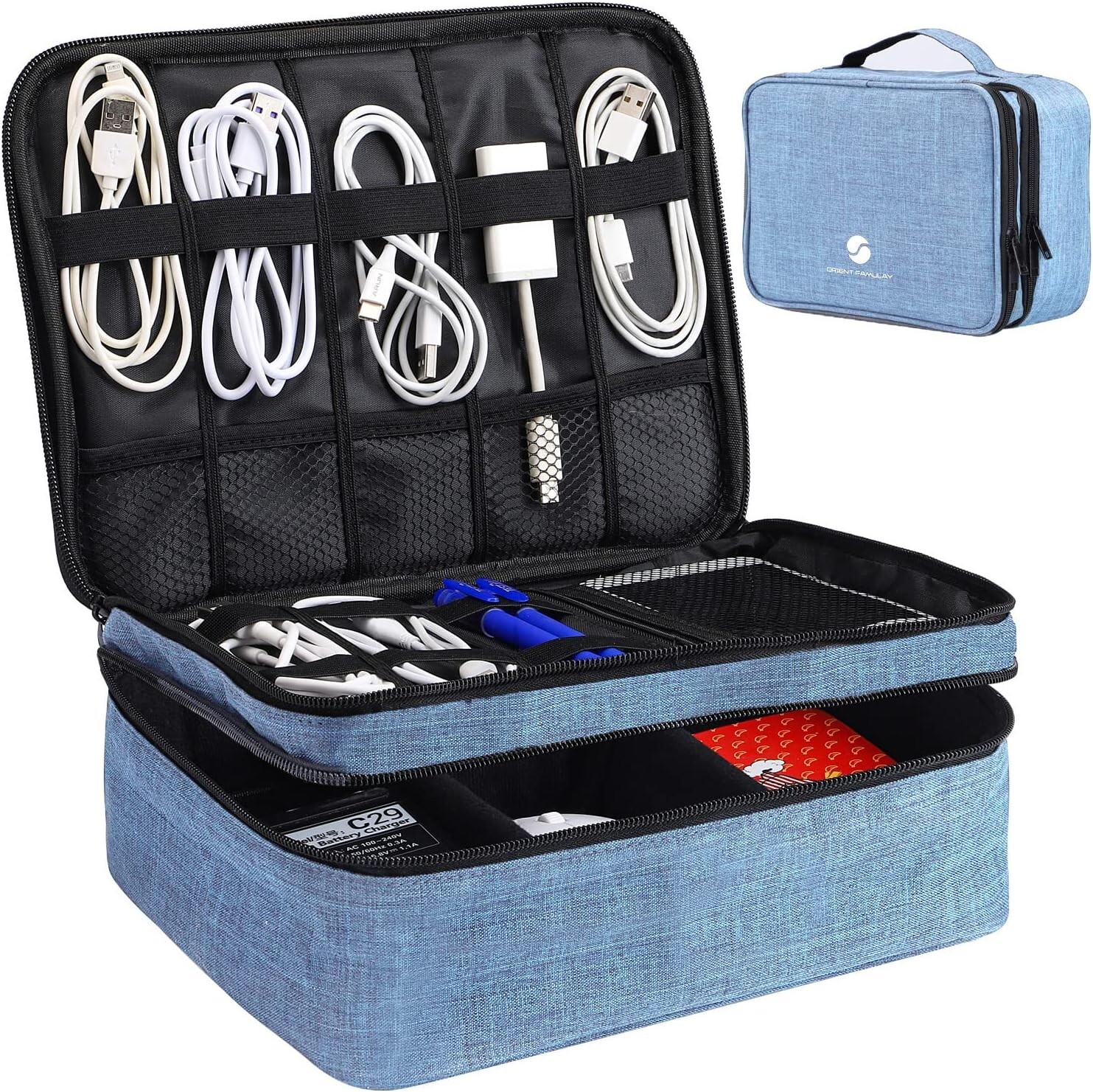 Travel Electronics Organizer, Waterproof Dark Blue *See Description*