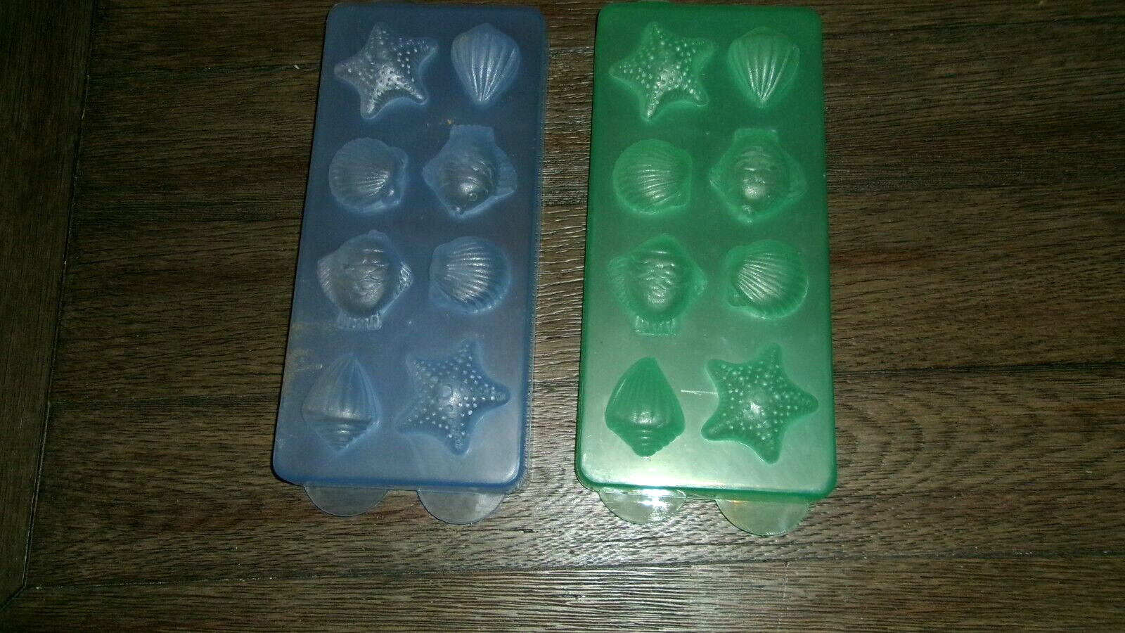 2 FISH & SEASHELL ICE CUBE TRAYS  open
