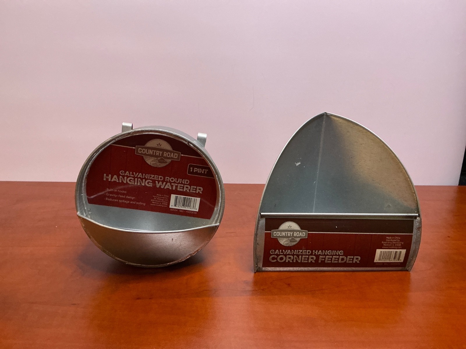 NEW SET Country Road Galvanized Round Hanging Waterer AND Hanging Corner Feeder