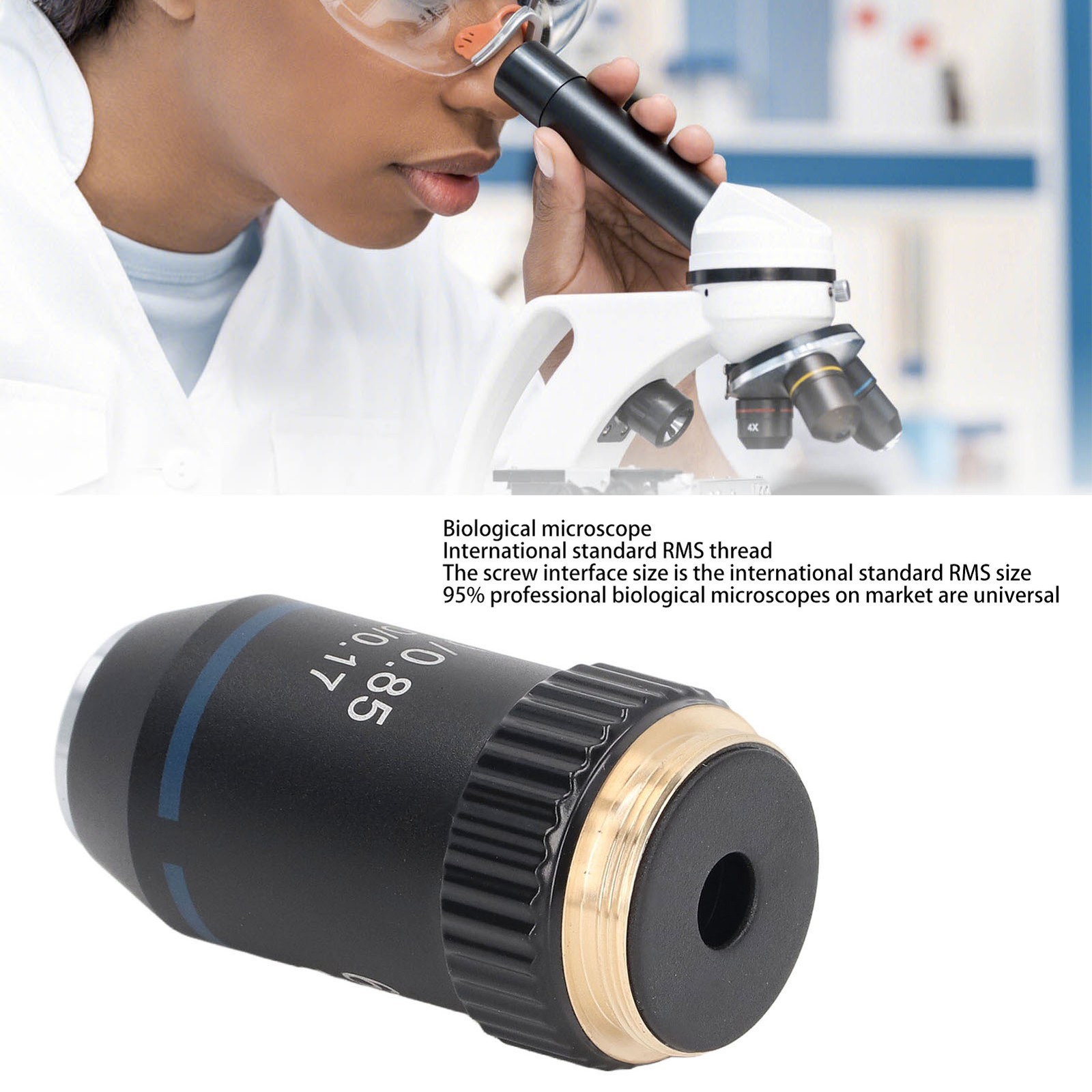 Achromatic Objective Brass 60X Microscope Lens Interface 20.2mm