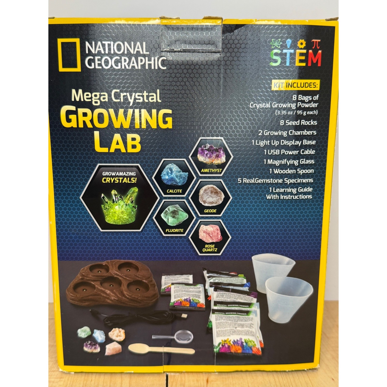 National Geographic Mega Crystal Growing Lab STEM Kit with Light Up Display Base