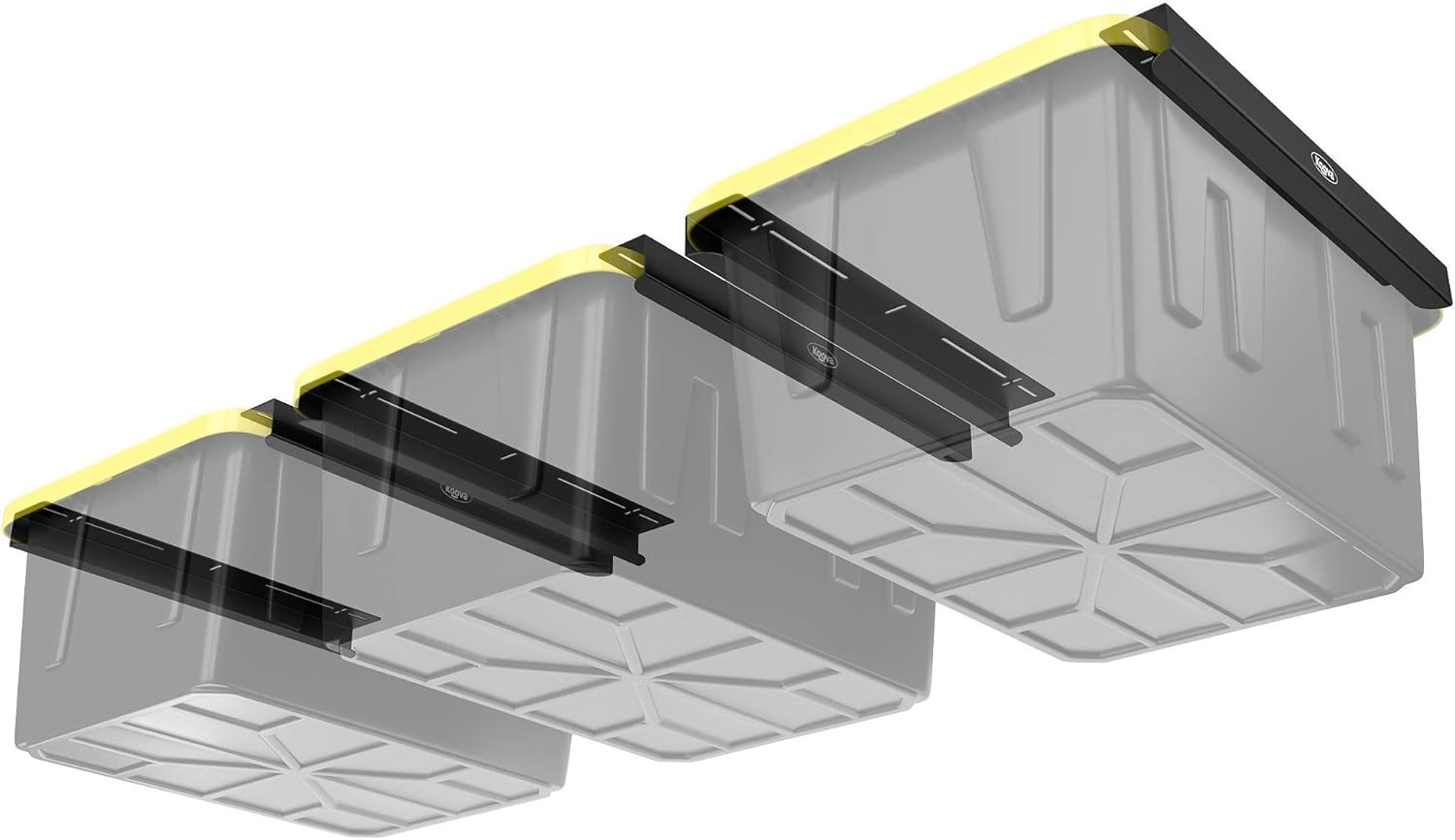 Overhead Bin Rack for Three Bins | Overhead Garage Storage Rack to Mount on Ceil
