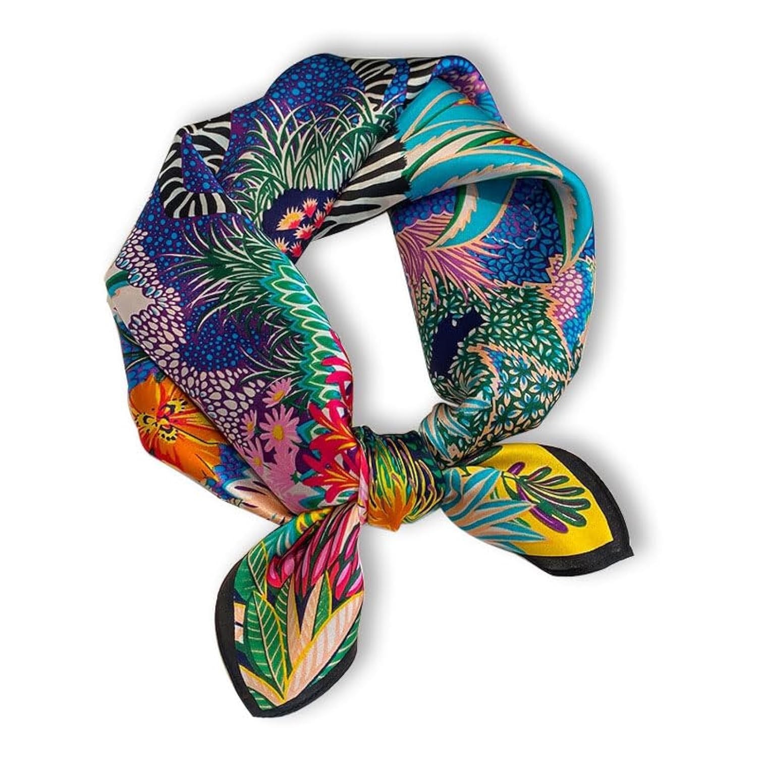 100% Mulberry Silk Neck Scarf - 20.8'' x 20.8'' Lightweight Neckerchief - Wom...