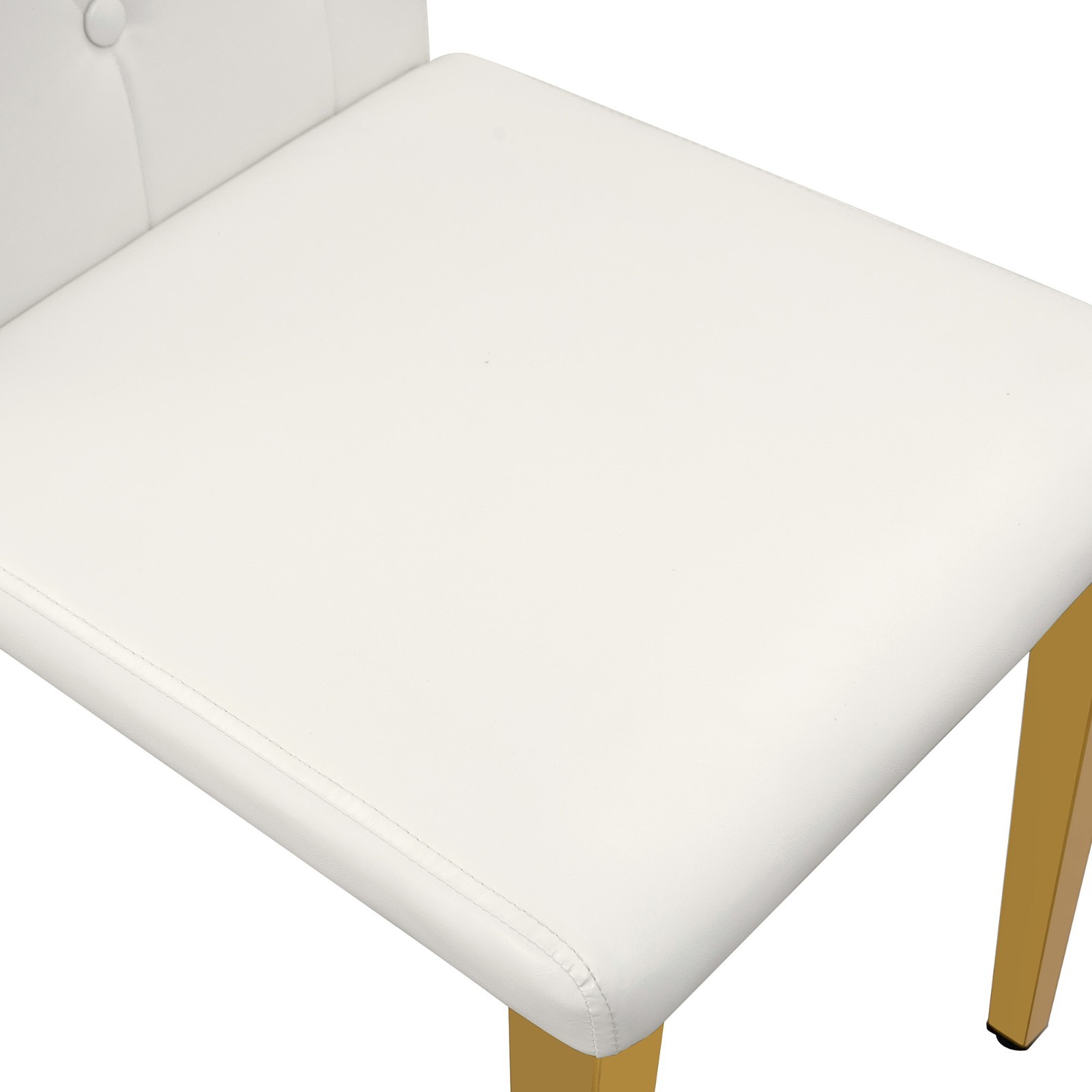 White PU Chairs 4-Pack-Ergonomic Backrest & Golden Metal Legs
