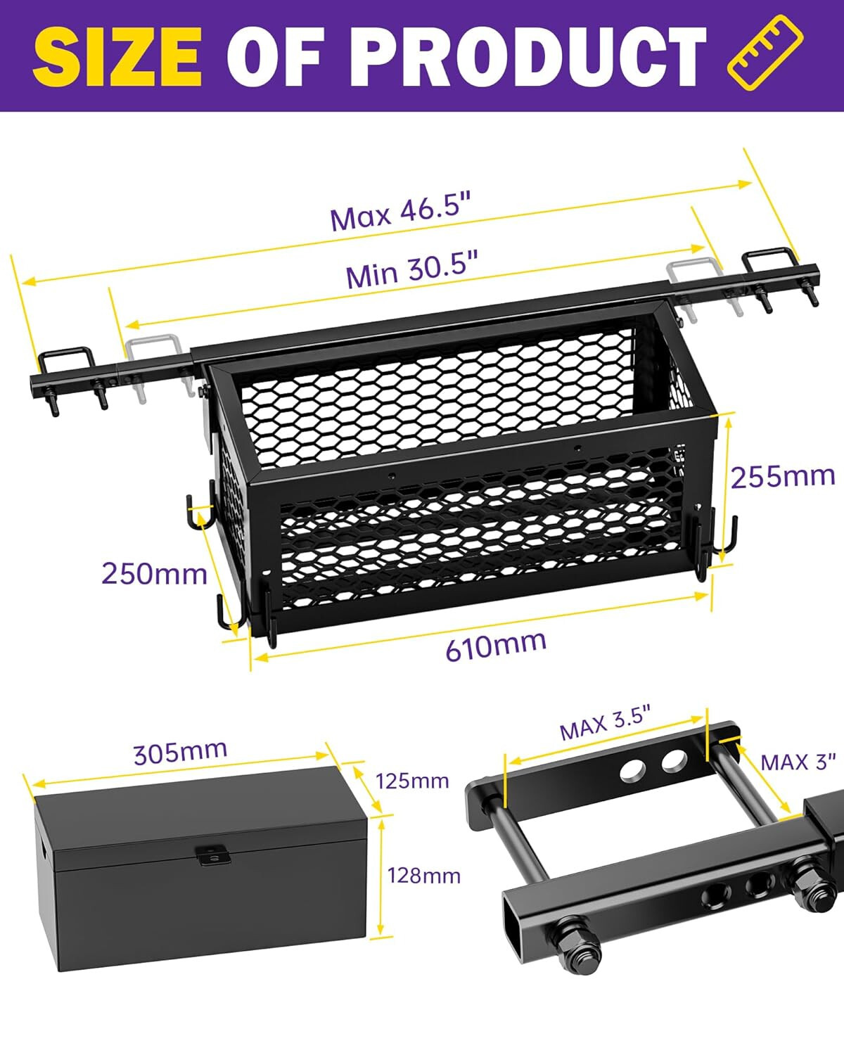Heavy Duty Tractor Tool Box Universal Basket for Tractor and Zero Turn Mower
