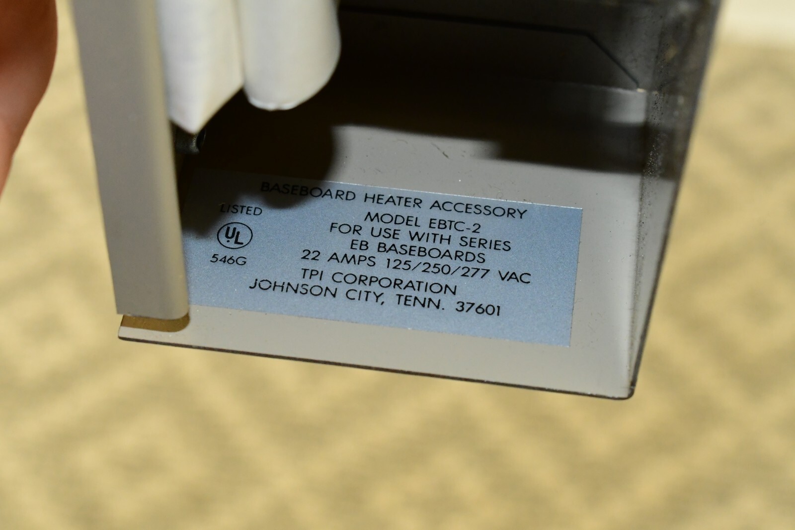 Baseboard Heater Thermostat Accessory - Model EBTC-2 for EB - TIP Corp