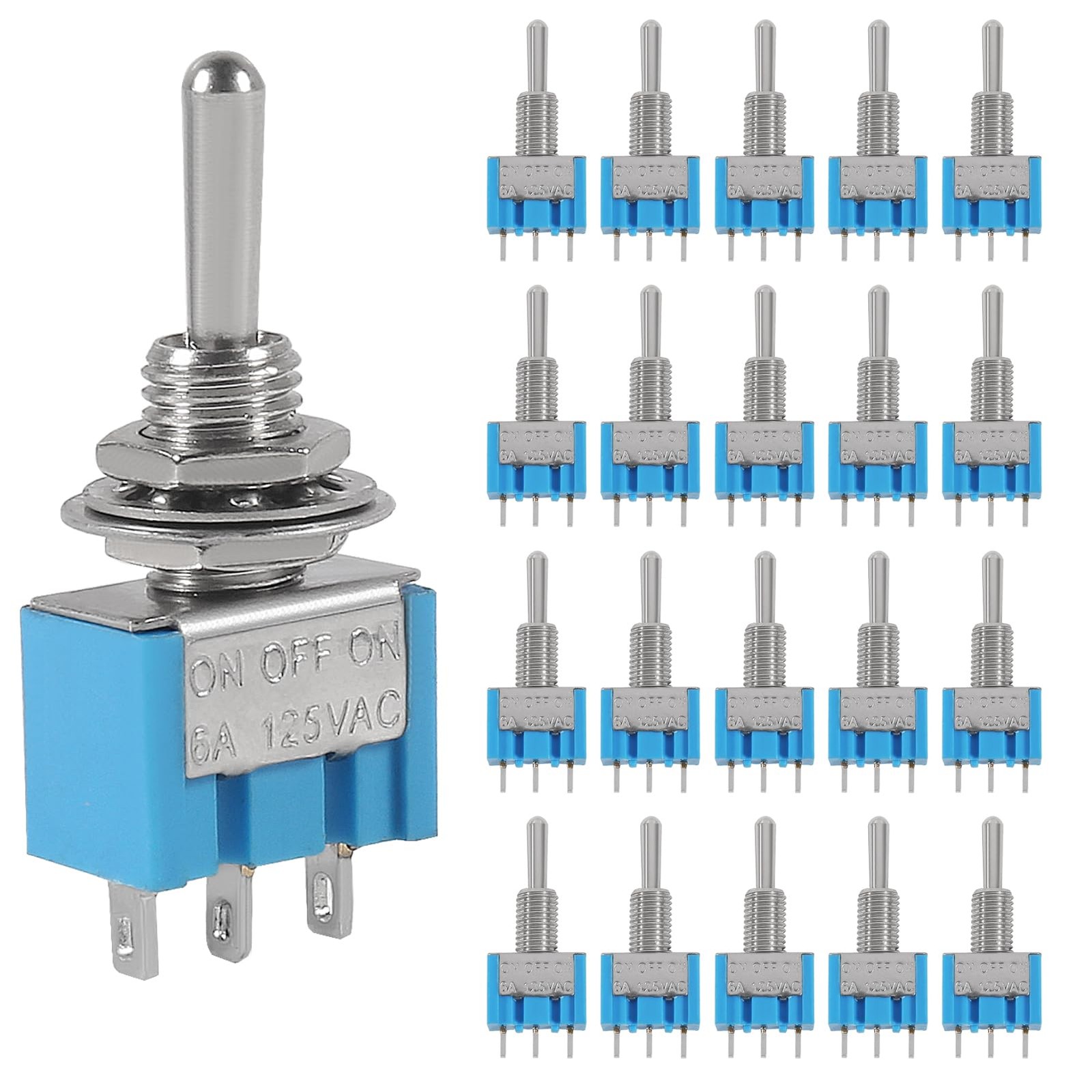 DWEII 20Pcs SPDT Mini Toggle Switch 3 Pin 3 Position ON/Off/ON Miniature...