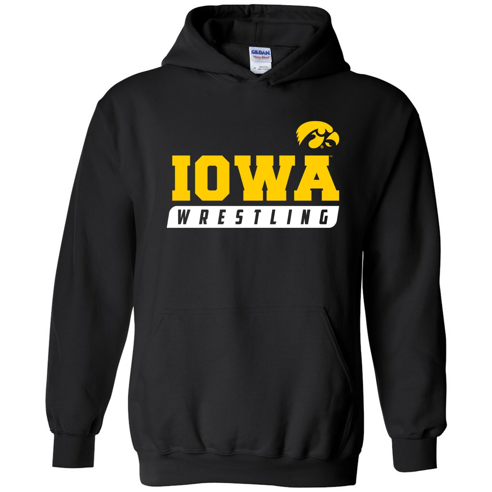 Iowa Hawkeyes Wrestling Slant, Team Color Hoodie - Black