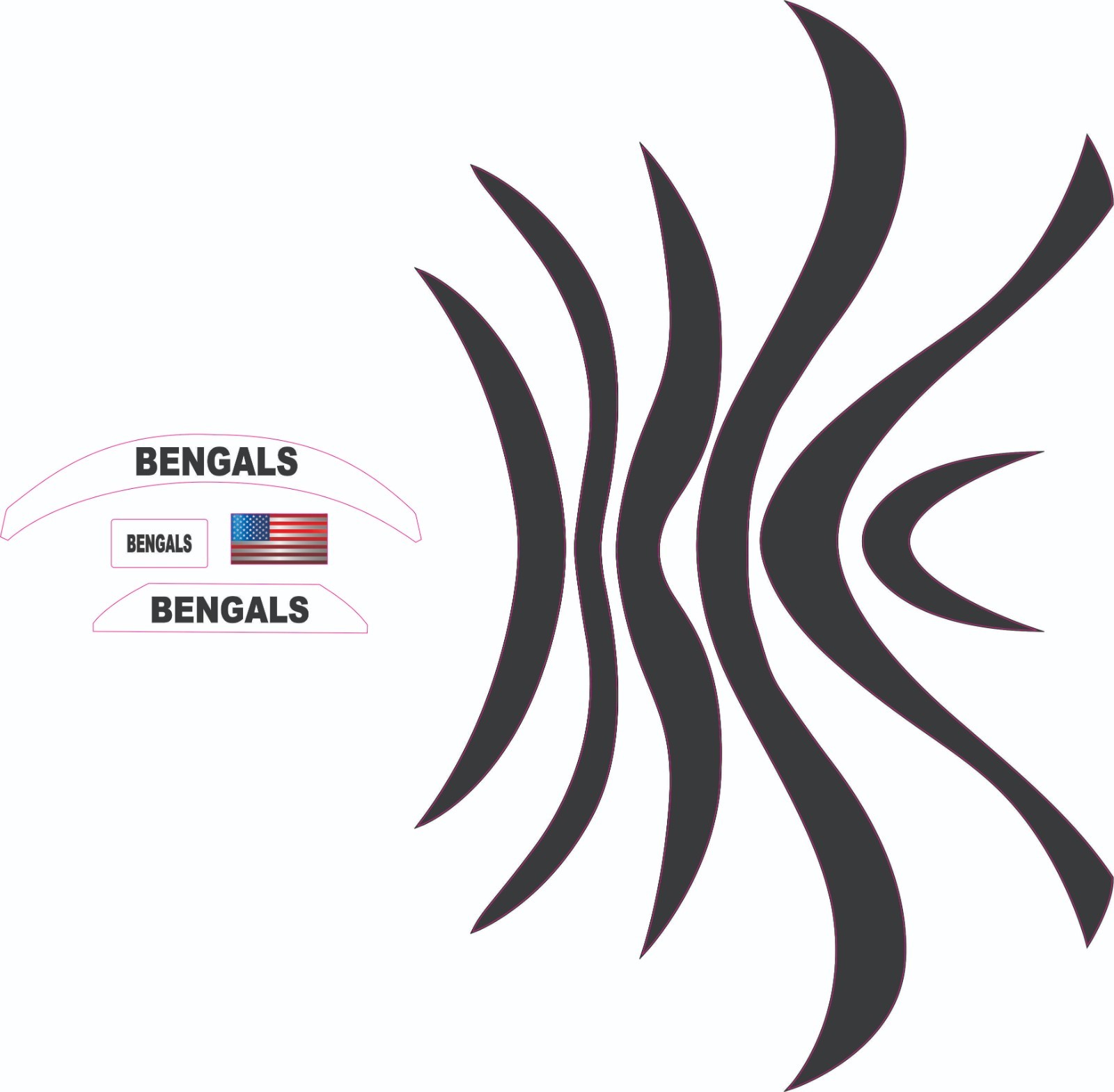 Bengal Black Inspired Mini Football Helmet Decals
