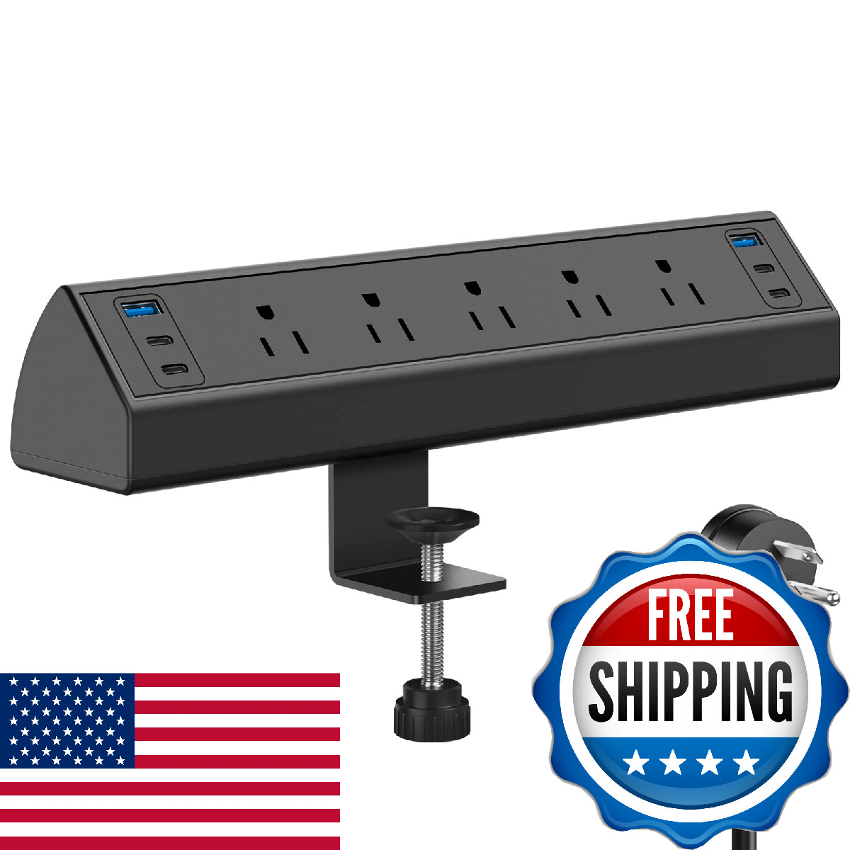 Jgstkcity Desk Clamp Power Strip: USB C 40W Fast Charging Station 4 PD 20W