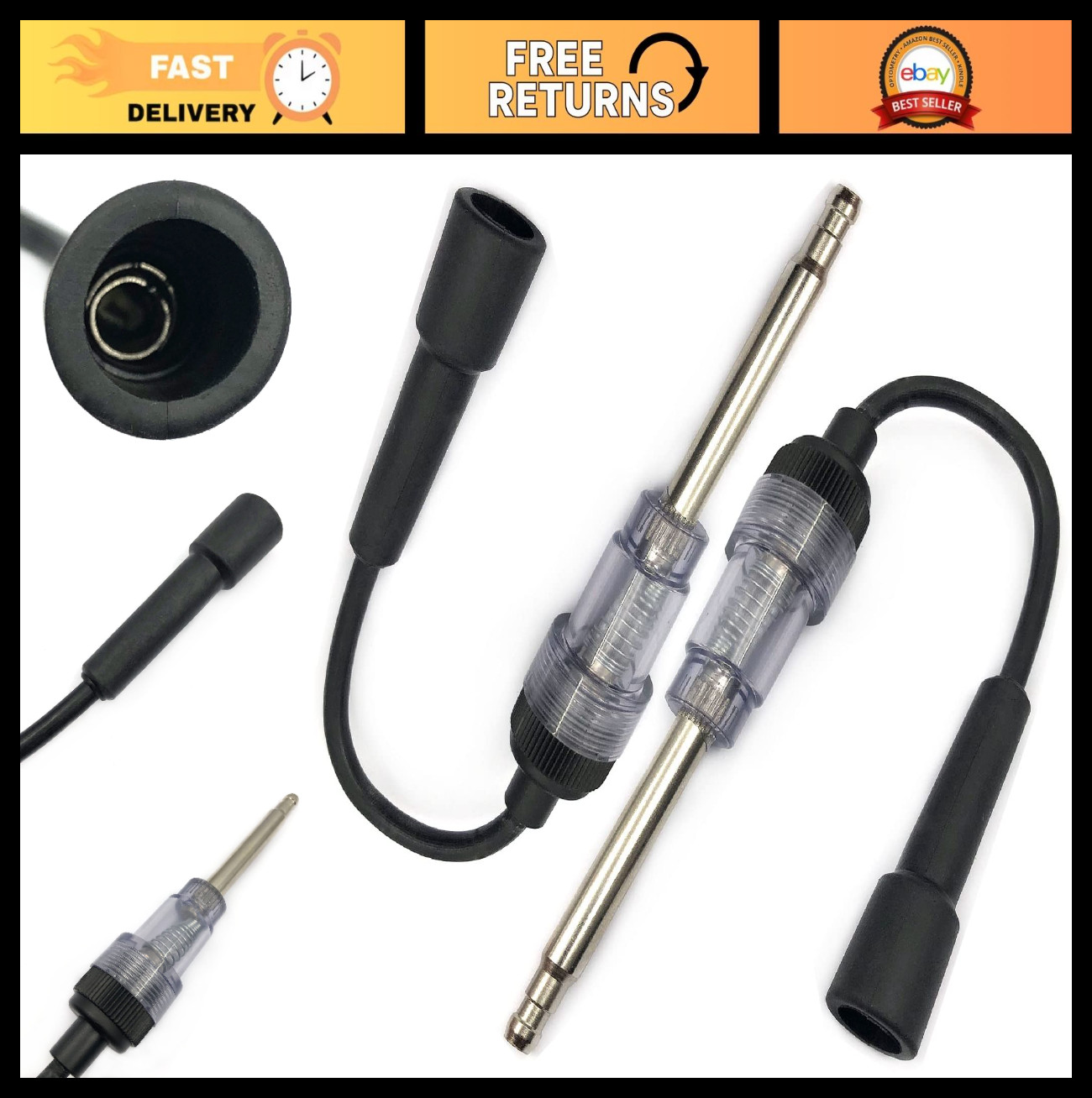 2PCS Inline Spark Plug Tester - Straight Boot Ignition Tool for Small Engine, Ca