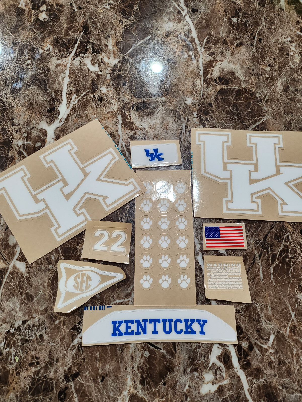 Kentucky Wildcats full size football helmet 3M vinyl decals 20mil thick