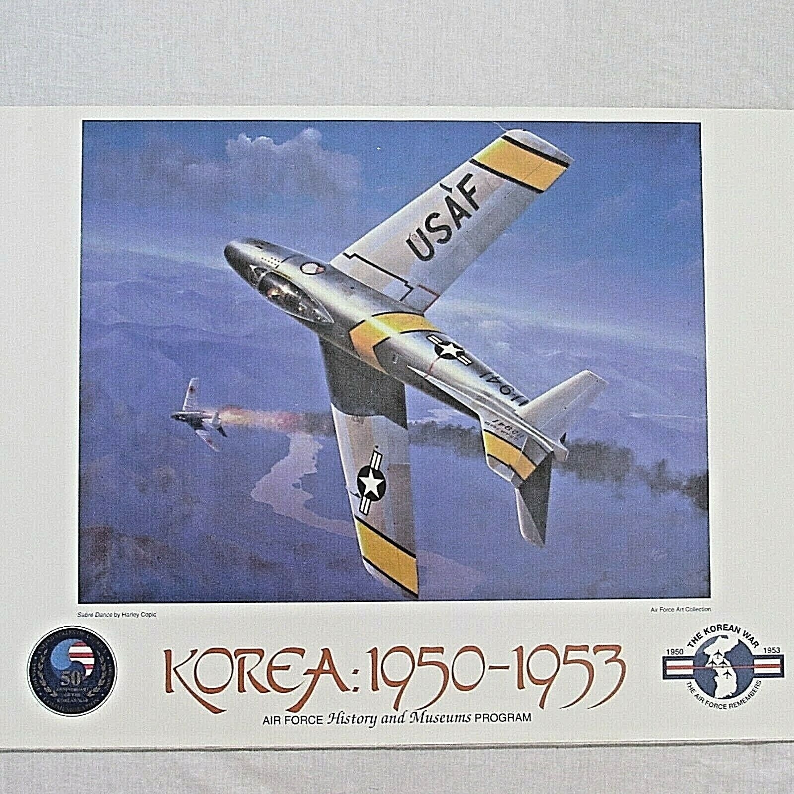 Air Force History Museums Sabre Dance Aviation Korean War 1950-1953 Poster Vtg