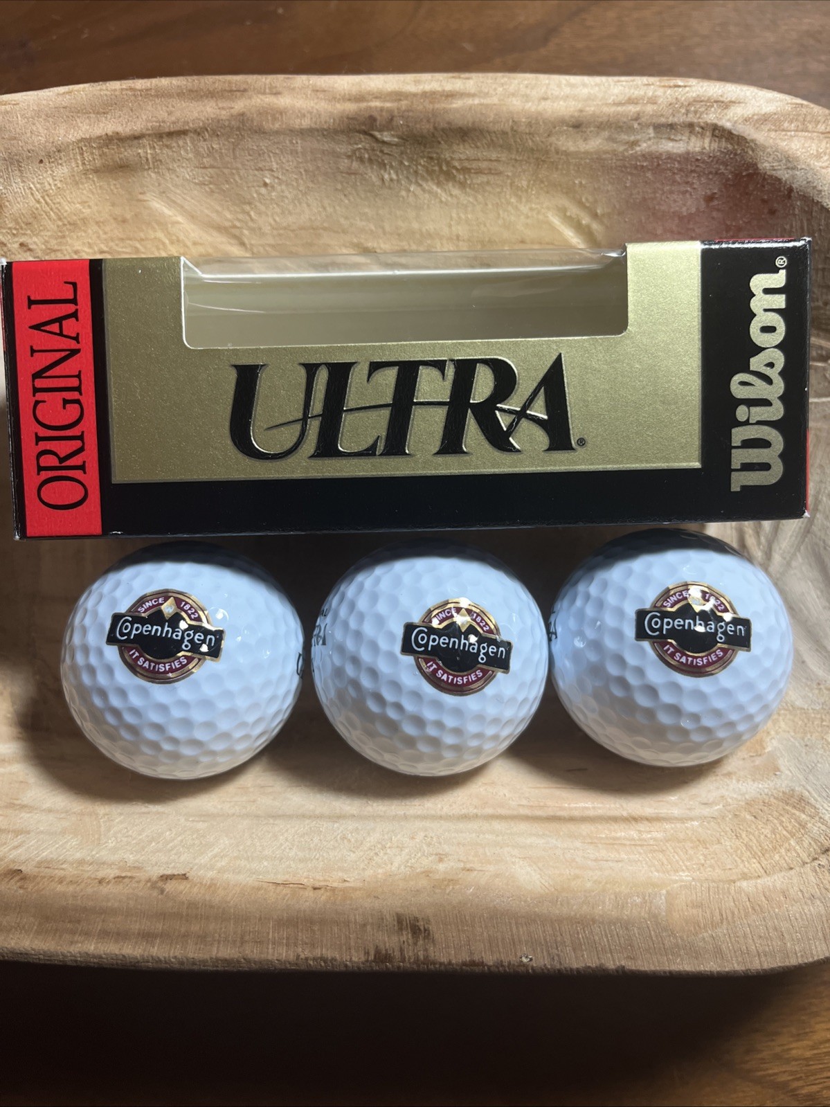 Copenhagen Brand Logo Vintage Pack Of 3 Wilson Ultra Golf Balls