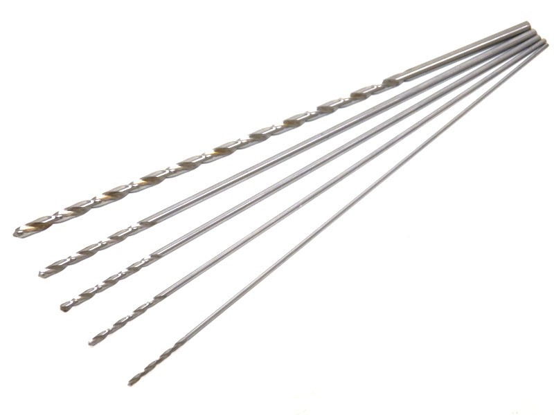 5 Pc 12 Inch Long Aircraft Drill Bit Set HSS USA #40, #30, #20, #10, 1/4 (4-3-3)