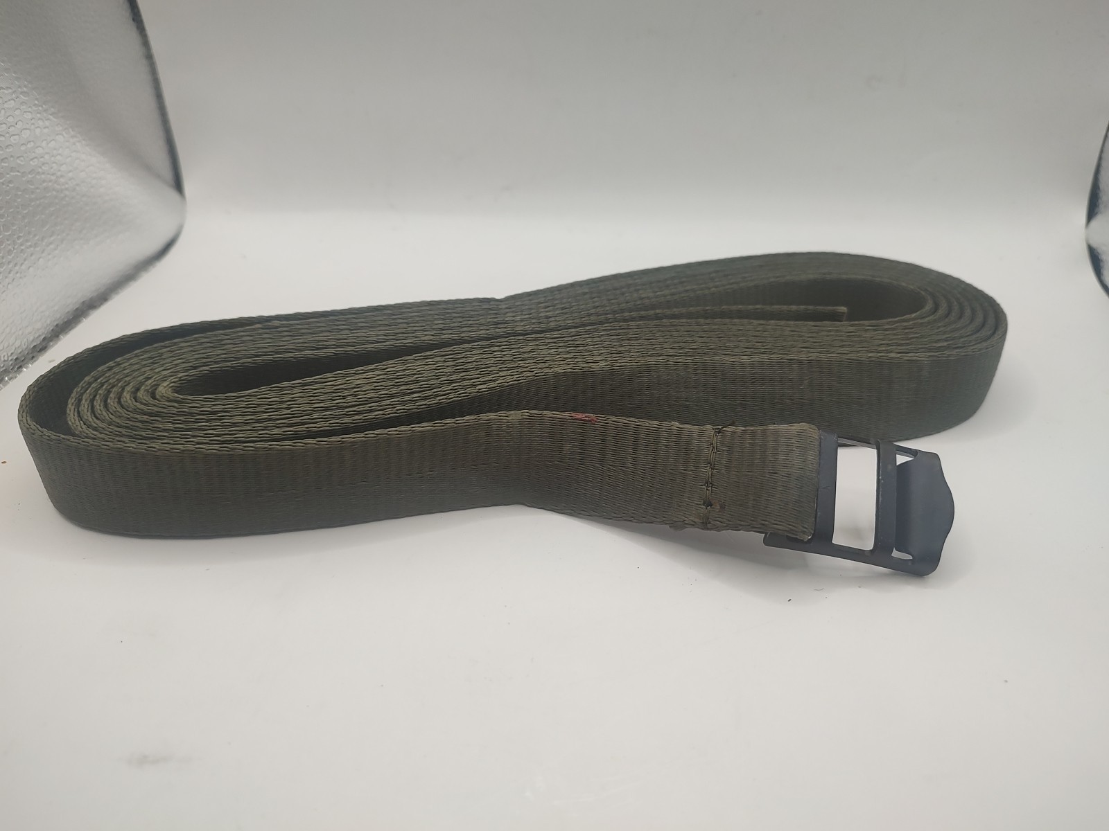 US Military Webbing Strap Belt 14' - 1" Wide Nylon Tie Down Olive Army Buckle