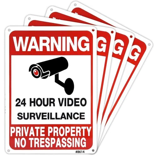 4Pack No Trespassing Signs Private Property Weatherproof Rust Free Aluminum Sign