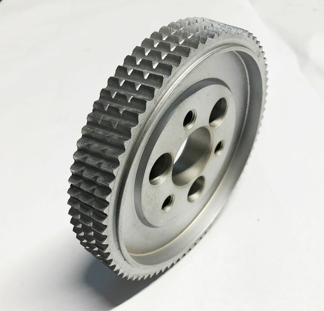 LEADERMAC STEEL FEED ROLLER-FLANGE (LMC 0432) 140 Dia 6 holes (3 tapped) 35 bore