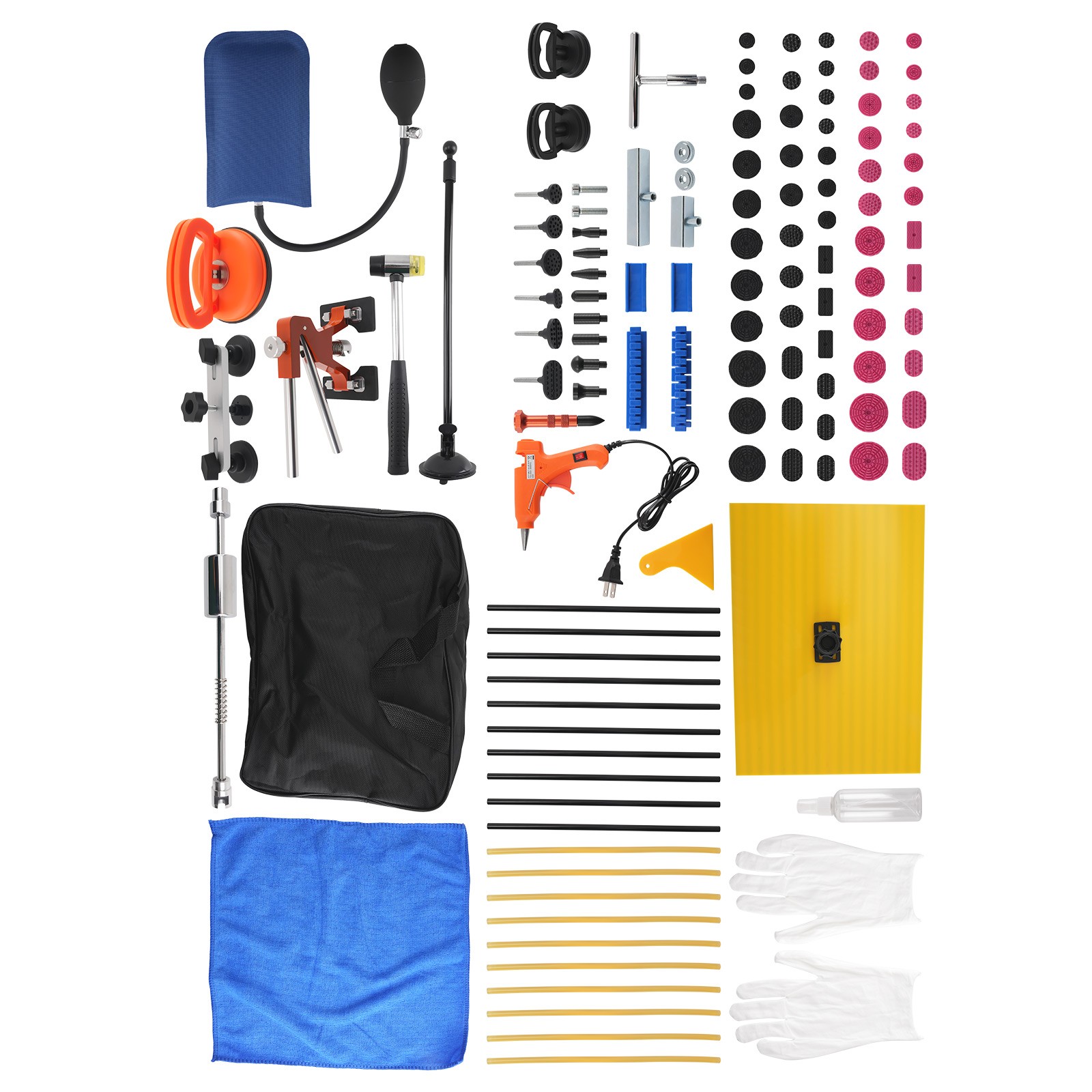 107Pcs Bridge Dent Tool Kit Puller Glue Gun Hammer Tabs Car Body Repair Set