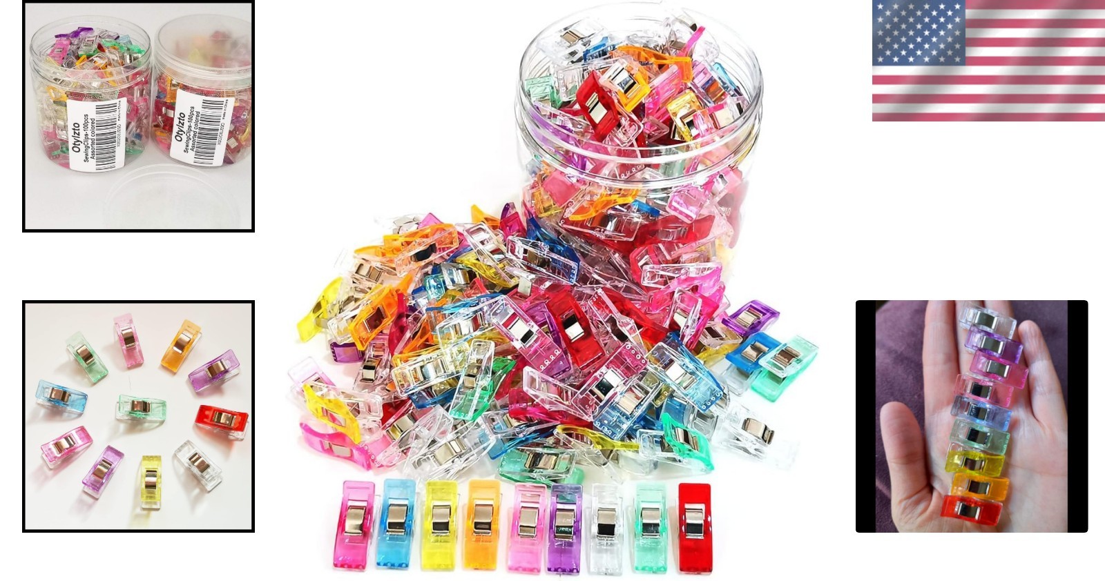 Versatile 100 Pcs Sewing Clips - Assorted Colors for Precise Craft Applications