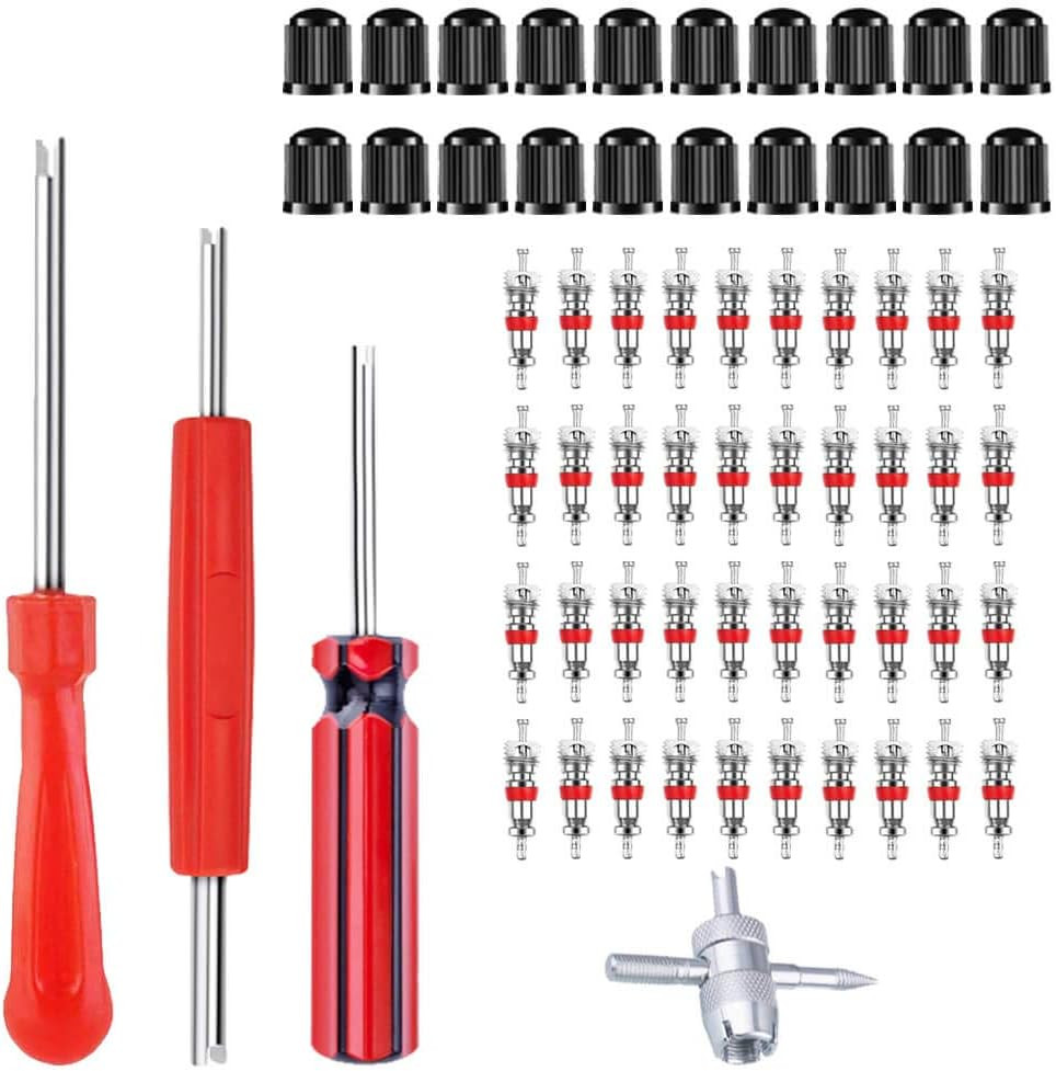 Kit de Reparacion de Valvulas 40 Nucleos Herramienta de 4 Vias para Llantas