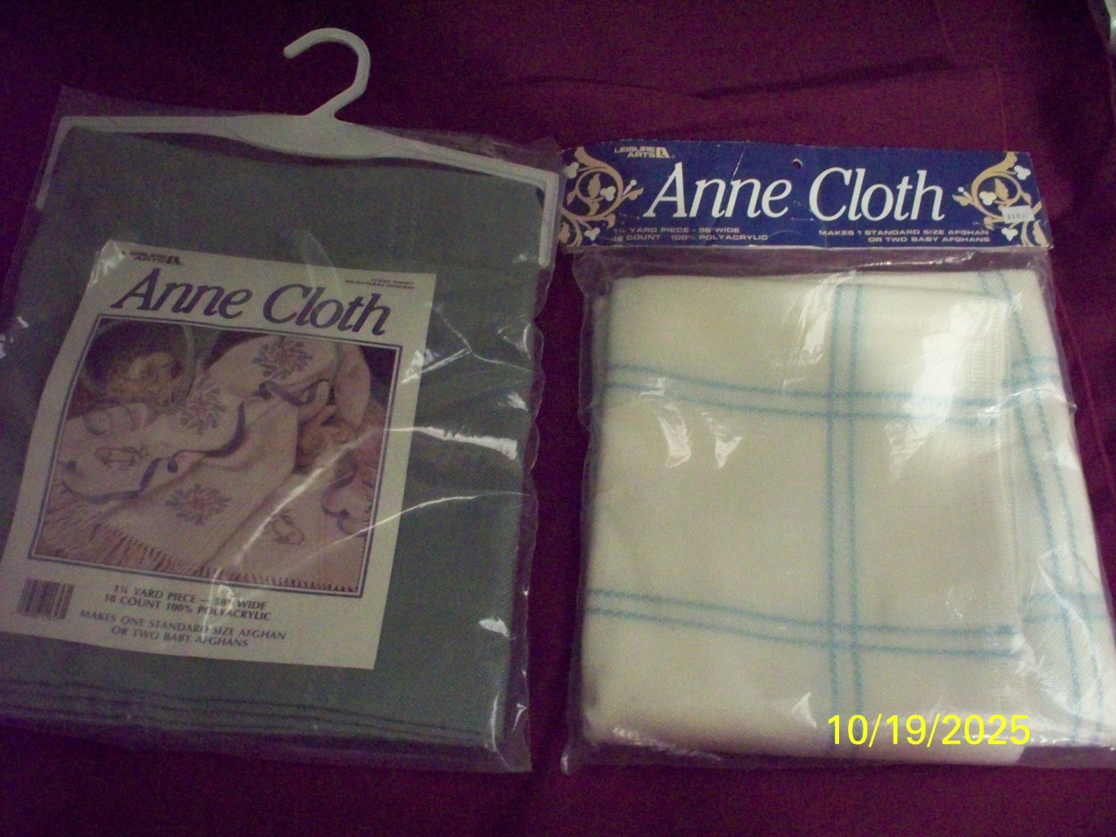 ANNE CLOTH #11657  18CT.- 1 1/4 YDS x 58" W / 100% POLYACRYLIC- L.A.  - U-PICK 1