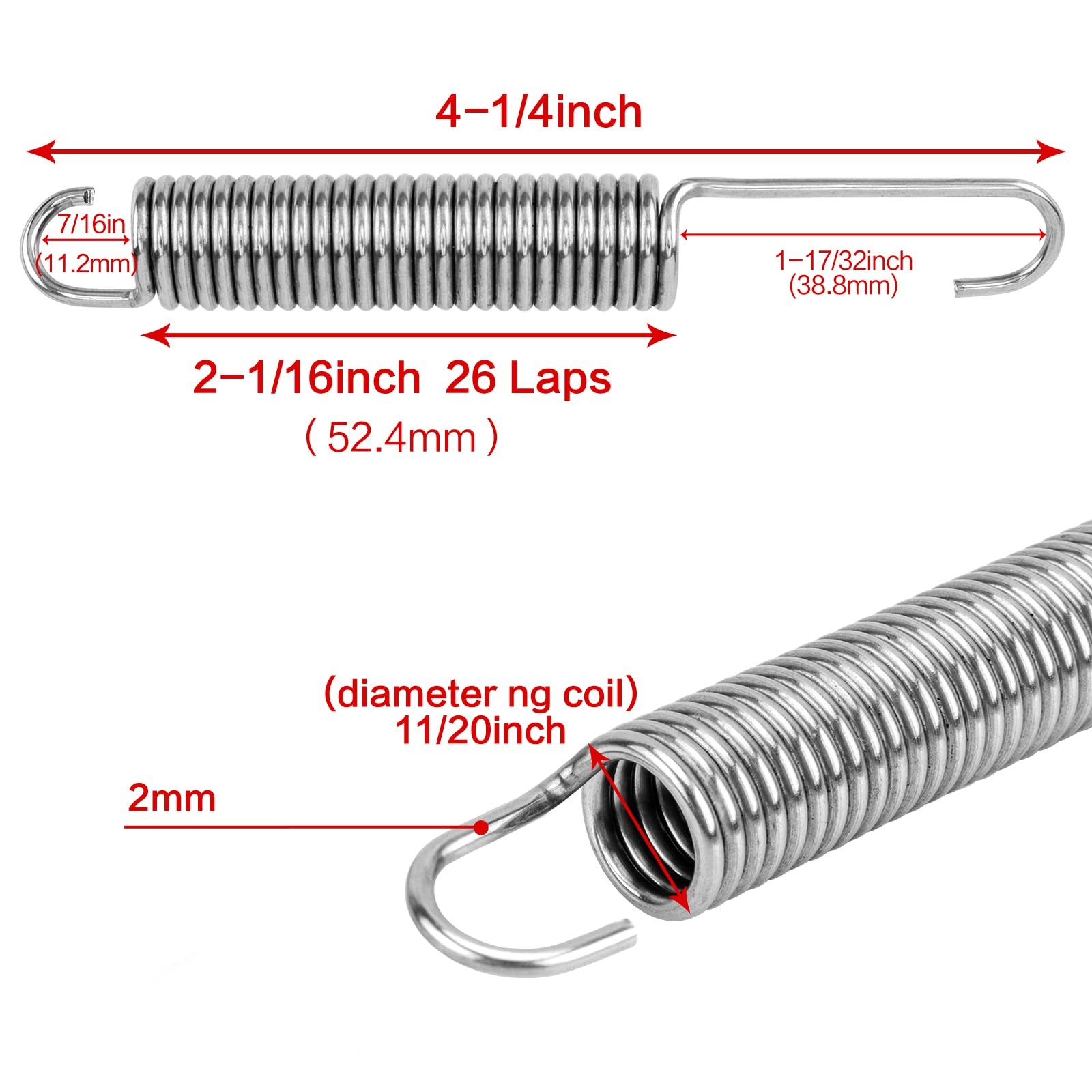 GNPADR GUPO 4-1/4inch (2Pcs) Stainless Steel 1.22 in x 4.45 x