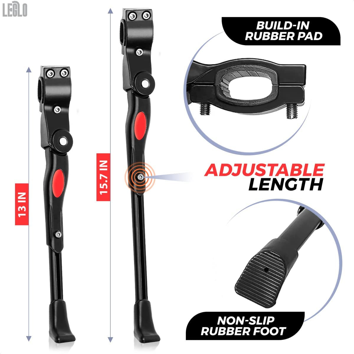 Adjustable Bike Kickstand for Adult Bike – Fits 22" to 26" Wheels, Aluminum Allo