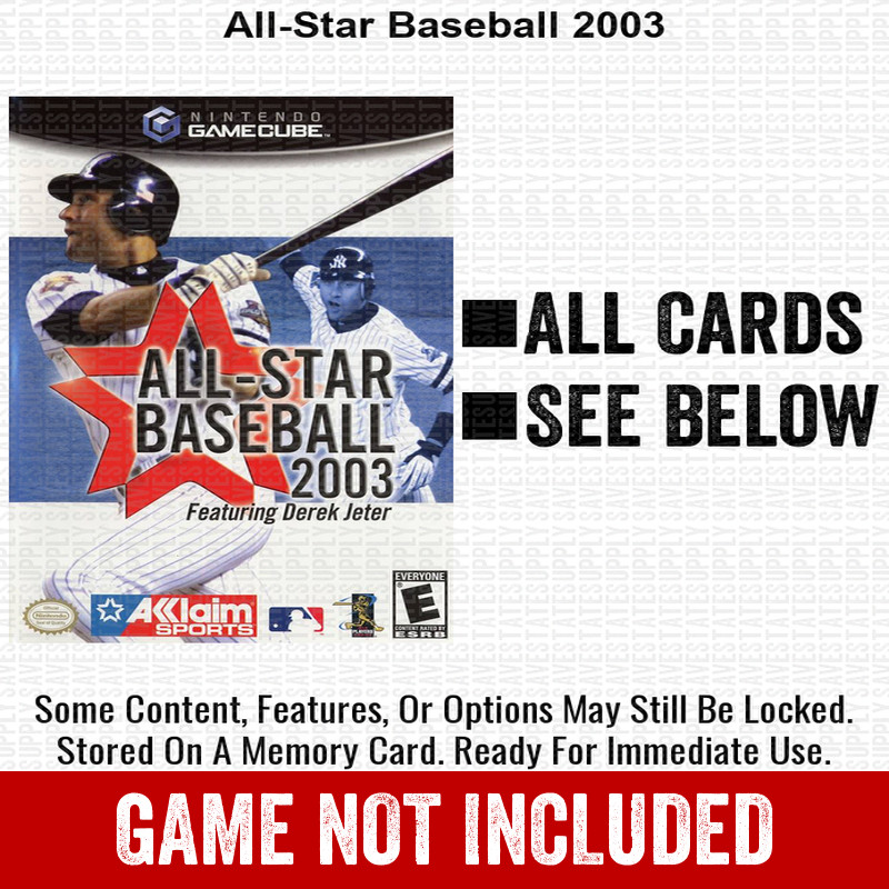 All-Star Baseball 2003 100% Nintendo GameCube Memory Card Save CHEATS