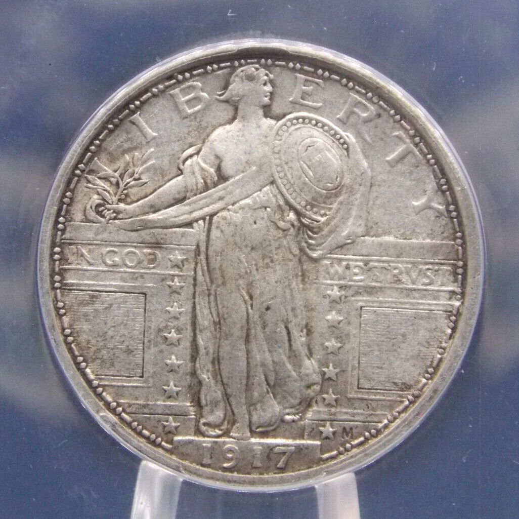 1917 "P" Standing Liberty Quarter *TYPE 1* 25c ANACS EF45 #188 Extra Fine ECC&C