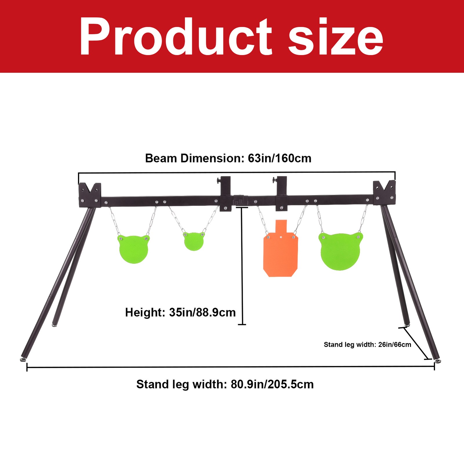 AR500 Steel Shooting Target Stand System(Stand,Chains&4"6"8" Gong+7"x12" Torso)-