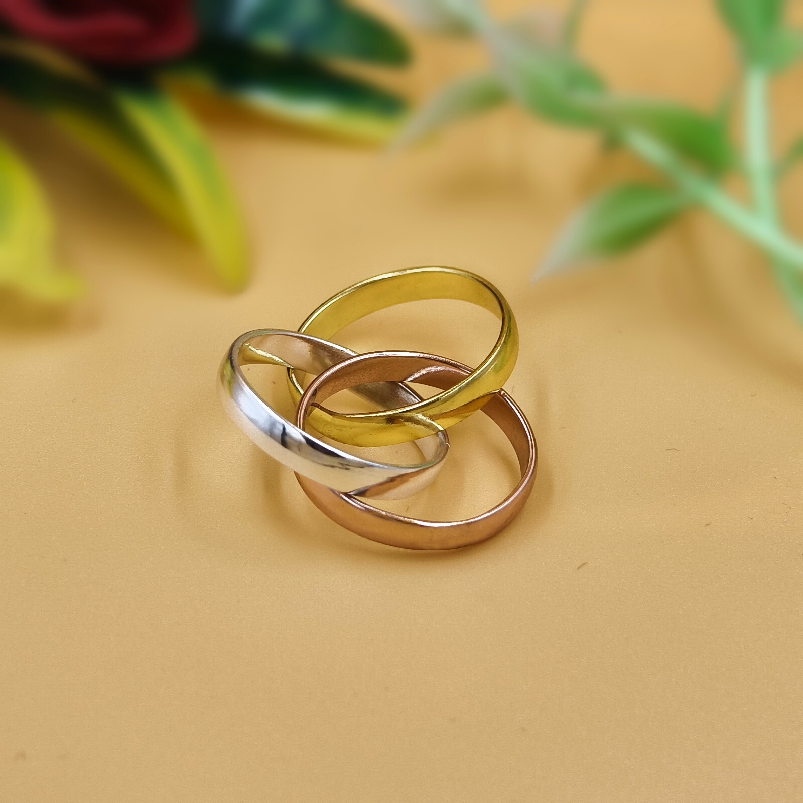 Multitone Russian Wedding Rings 925S terling Silver Interlocking Rolling Rings