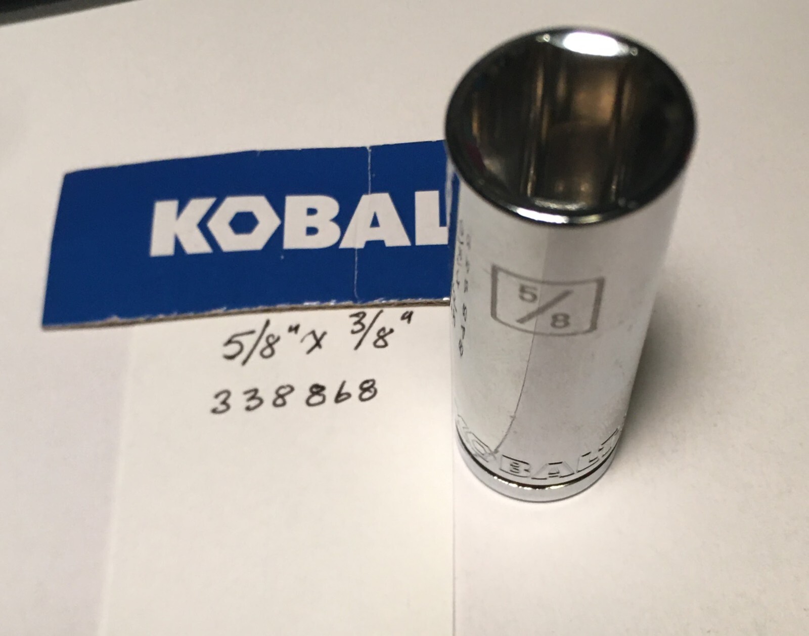 KOBALT  5/8"  x  3/8" DR  DEEP  SOCKET  6 Point  # 338868 Free USA Shipping