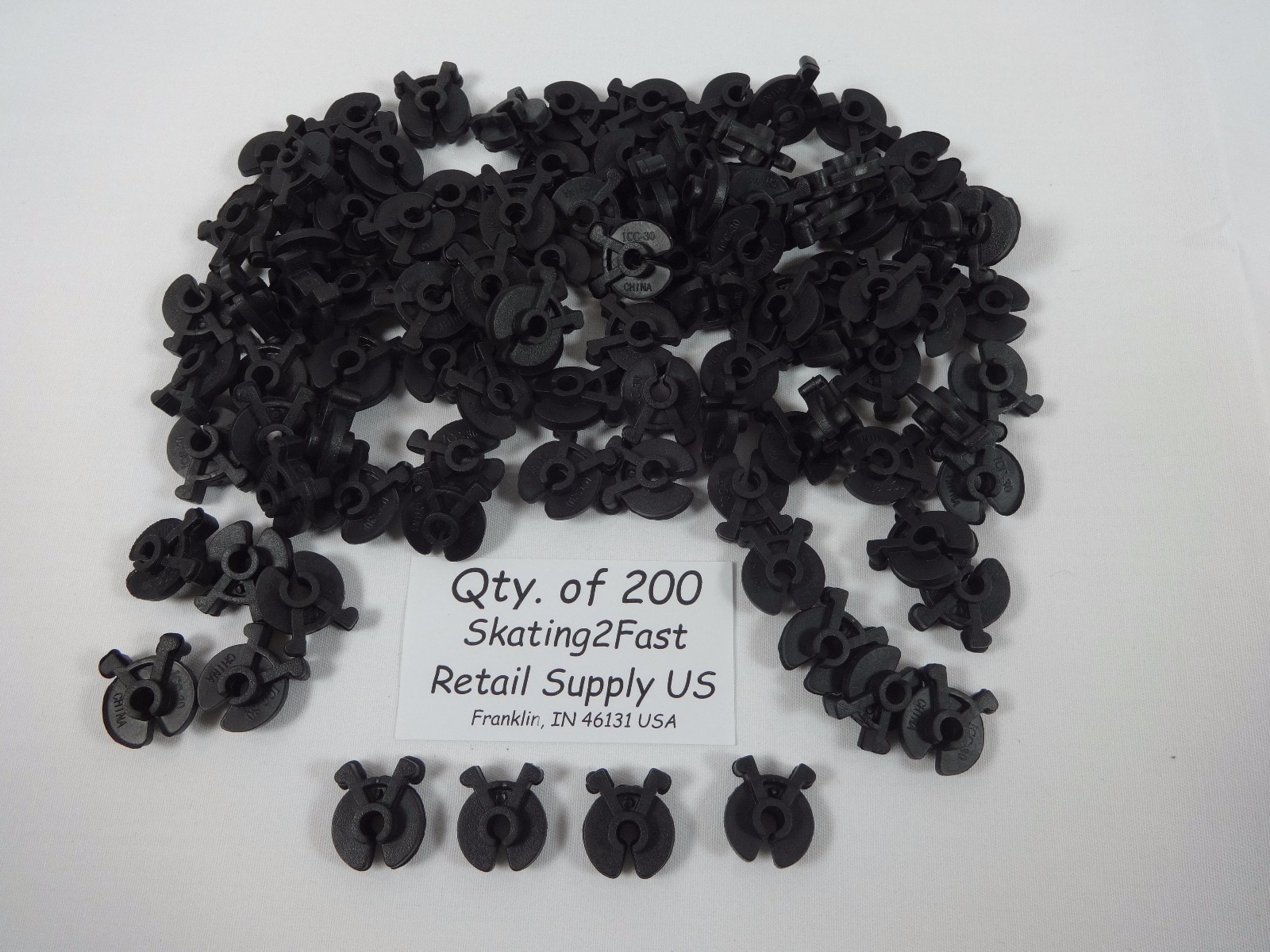 Qty. 200 Black Squeezable Inventory Control Clip Wire Grid Peg Hook