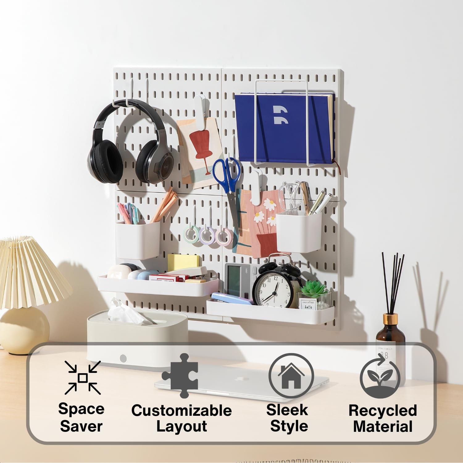 Keepo Pegboard Combination Kit, 4 Pegboards and 14 Accessories Modular Hanging f