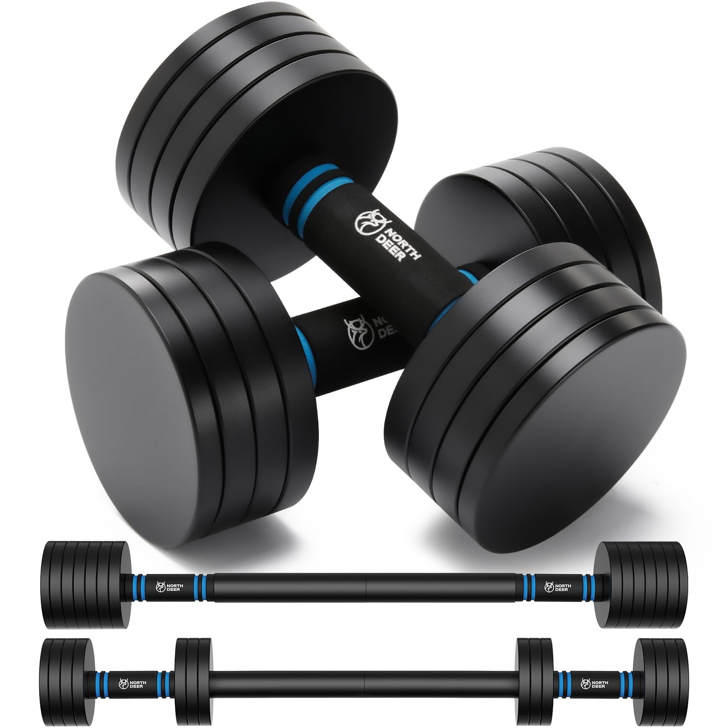 2.0 Upgraded Adjustable Steel Dumbbells, 40Lbs Free Weight Set with Connector...
