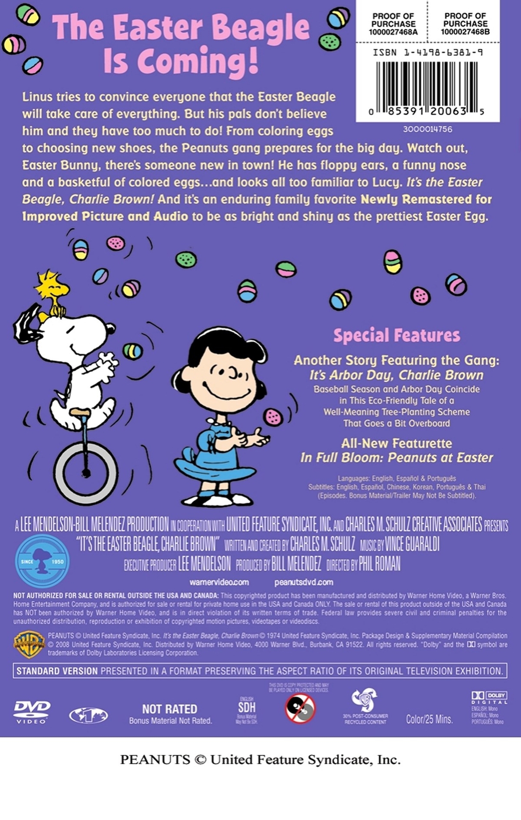 Peanuts It's the Easter Beagle, Charlie Brown DVD NEW