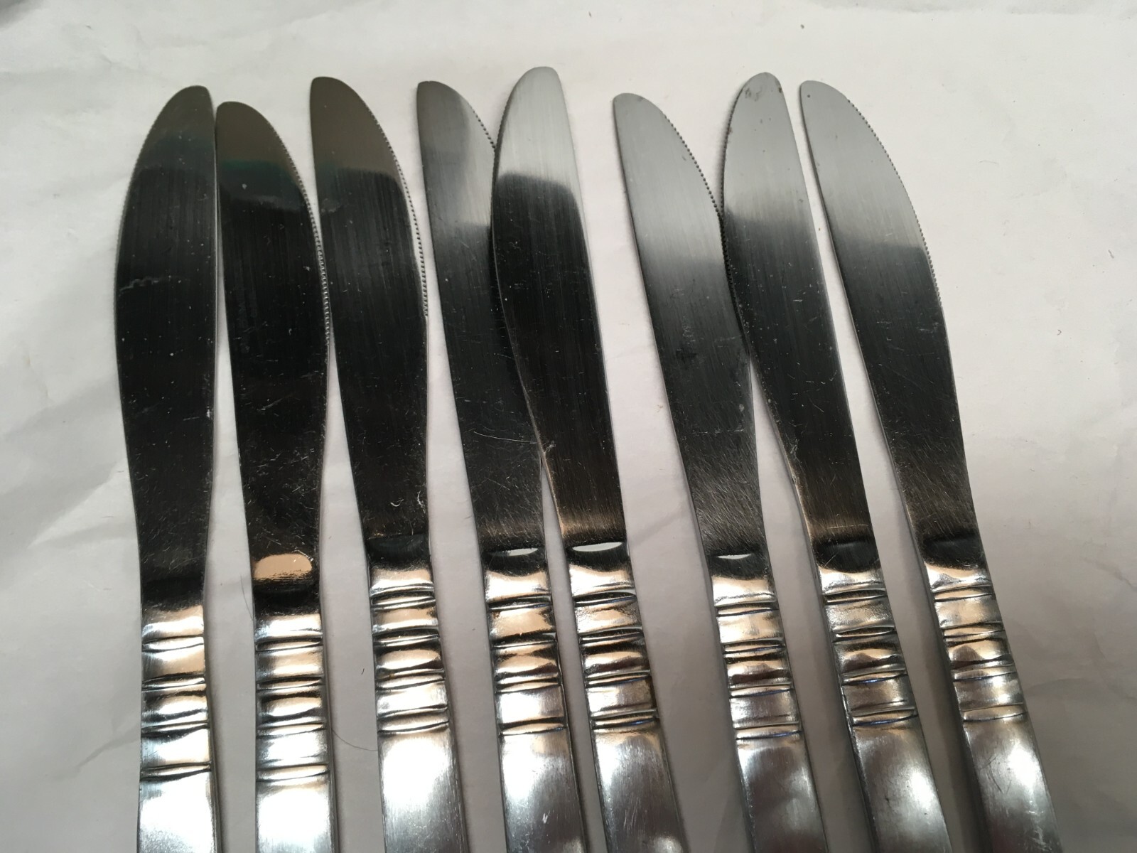 39pc International Stainless Flatware Ribbed Neck Vertical Lines China