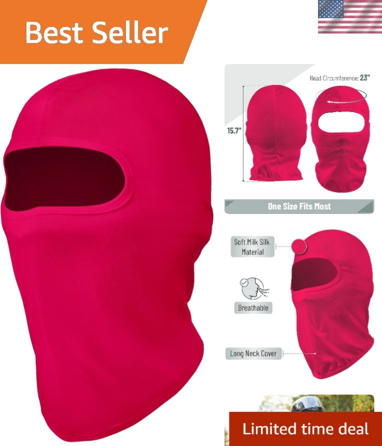 Comfortable Red Balaclava Face Mask - UV & Wind Protection for Active Lifestyles