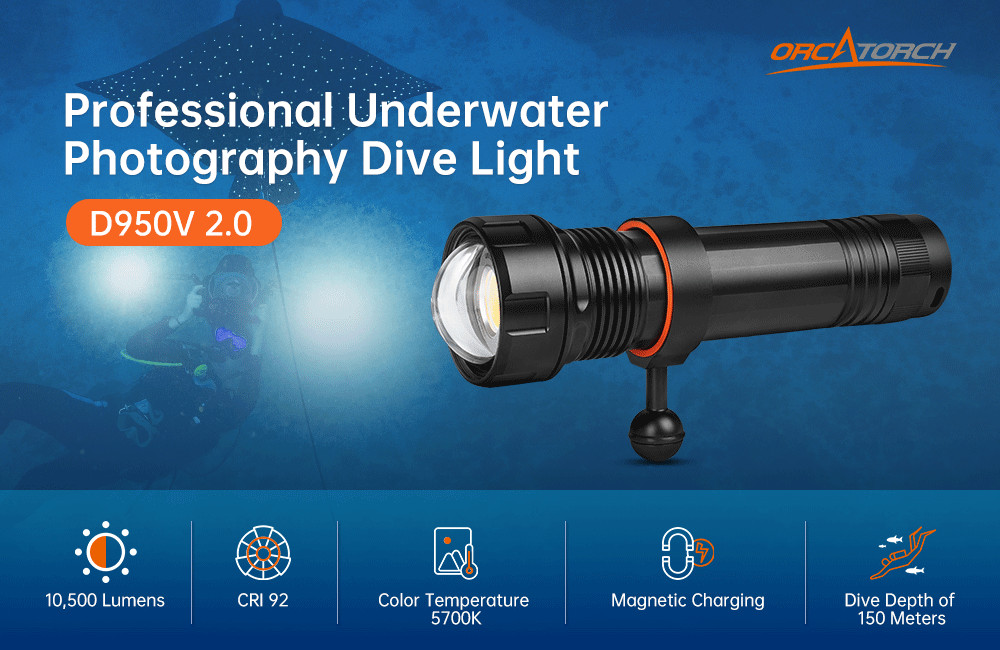 OrcaTorch D950V 2.0 10,500 Lumens CRI 92 Video Light