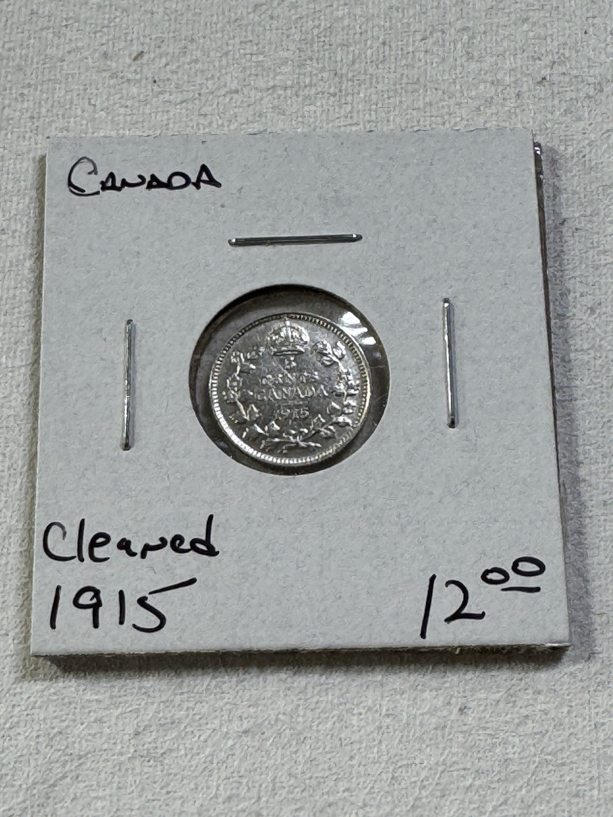 1915 Canada 5 Cents Silver Coin Cleaned