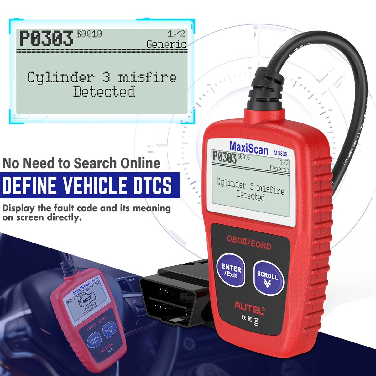 Autel OBD2 Scanner MS309 Car Engine Fault Code Reader OBD2 CAN Scan Universal