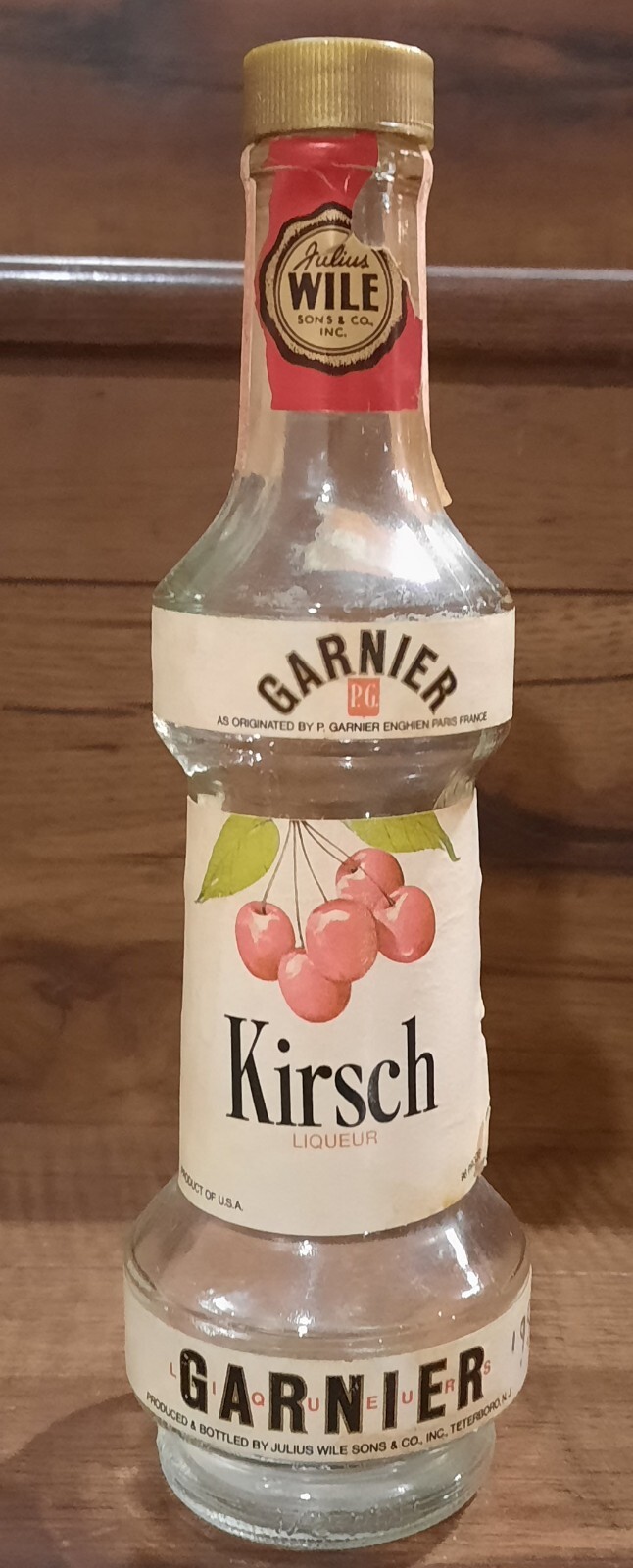 Kirsch Liqueur Half Pint Collectible Bottle Julius Wile Sons & Co Garnier France